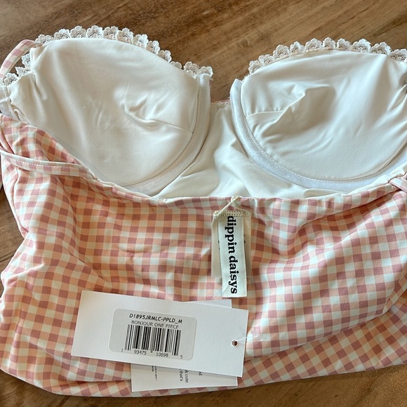 NWT Dippin’ Daisy’s Bonjour One Piece Swimsuit Petal Plaid Lingerie Sexy Gingham - Picture 7 of 11